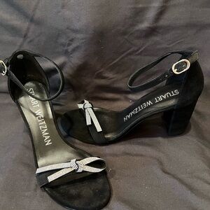 Stuart Weitzman Black Heels with Silver Buckle